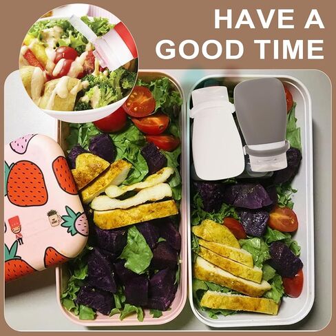 كسولي 4 عبوات 3 أونصة. ضغط زجاجات تتبيلة السلطة بحزام التثبيت | حاوية خلع الملابس الصغيرة للذهاب | زجاجات بهار زجاجة صلصة محمولة | سيليكون صالح للطعام، خالٍ من مادة BPA in Kuwait