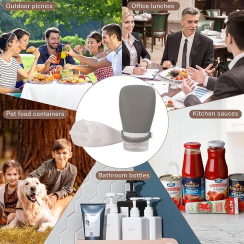 كسولي 4 عبوات 3 أونصة. ضغط زجاجات تتبيلة السلطة بحزام التثبيت | حاوية خلع الملابس الصغيرة للذهاب | زجاجات بهار زجاجة صلصة محمولة | سيليكون صالح للطعام، خالٍ من مادة BPA in Kuwait