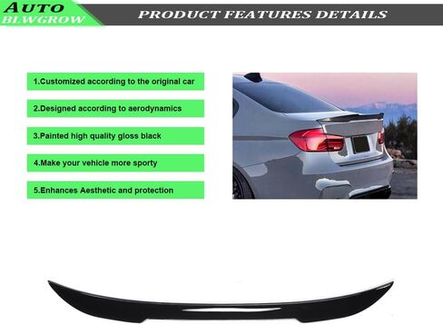 Rear Trunk Spoiler Wing Compatible with 2019-2024 BMW 3 Series G20 2020 2021 2022 330 330i 330e M340i M4 Style Trunk Spoiler Wing Gloss Black in Saudi Arabia