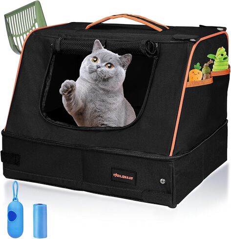 Upgrade The Portable Travel Litter Box for Small, Medium Sized Cats and Rabbits. Easy to Travel with, Removable Folding (Zipper Lid), Washable, Easy to Store, Suitable for Camping, Hotels or at Home in Saudi Arabia
