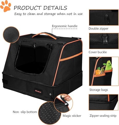 Upgrade The Portable Travel Litter Box for Small, Medium Sized Cats and Rabbits. Easy to Travel with, Removable Folding (Zipper Lid), Washable, Easy to Store, Suitable for Camping, Hotels or at Home in Saudi Arabia