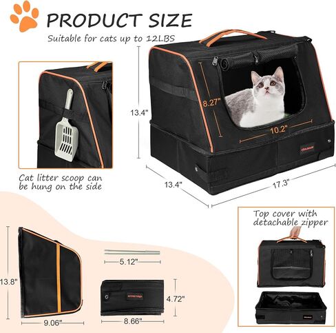 Upgrade The Portable Travel Litter Box for Small, Medium Sized Cats and Rabbits. Easy to Travel with, Removable Folding (Zipper Lid), Washable, Easy to Store, Suitable for Camping, Hotels or at Home in Saudi Arabia