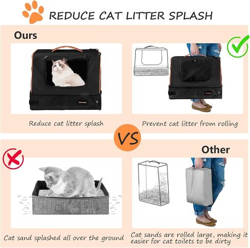 Upgrade The Portable Travel Litter Box for Small, Medium Sized Cats and Rabbits. Easy to Travel with, Removable Folding (Zipper Lid), Washable, Easy to Store, Suitable for Camping, Hotels or at Home in Saudi Arabia
