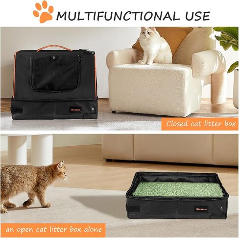 Upgrade The Portable Travel Litter Box for Small, Medium Sized Cats and Rabbits. Easy to Travel with, Removable Folding (Zipper Lid), Washable, Easy to Store, Suitable for Camping, Hotels or at Home in Saudi Arabia