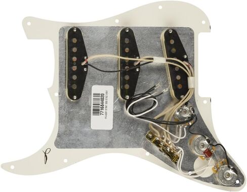 Fender Stratocaster PreWired Strat Pickguard، حزمة رق SSS الأصلية '57/'62 مع 12x من اختيارات جيتار Fender وقطعة قماش سائلة لتلميع الصوت - Pickguard Stratocaster المحملة in Saudi Arabia