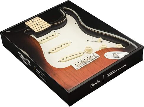 Fender Stratocaster PreWired Strat Pickguard، حزمة رق SSS الأصلية '57/'62 مع 12x من اختيارات جيتار Fender وقطعة قماش سائلة لتلميع الصوت - Pickguard Stratocaster المحملة in Saudi Arabia