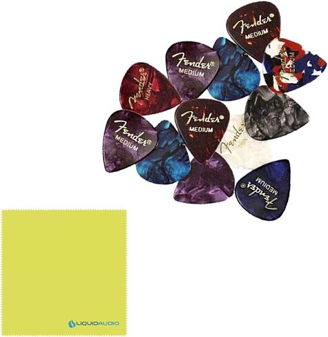Fender Stratocaster PreWired Strat Pickguard، حزمة رق SSS الأصلية '57/'62 مع 12x من اختيارات جيتار Fender وقطعة قماش سائلة لتلميع الصوت - Pickguard Stratocaster المحملة in Saudi Arabia