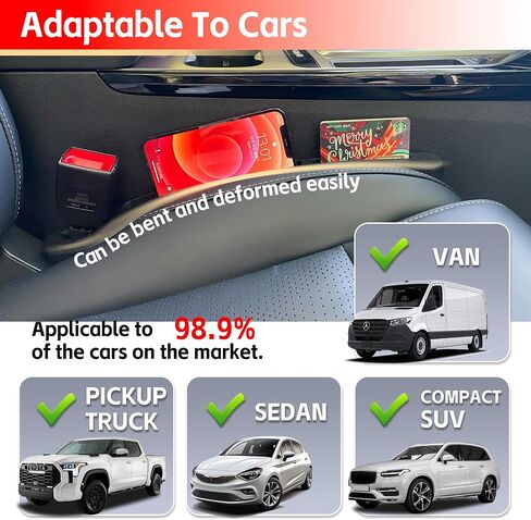 Car Seat Gap Filler 2 Pack, Car Gap Filler Prevents Things from Falling Out, Clog Gaps Between Seats and Consoles, Universal Fit for Most Cars, Trucks and Compact SUVs Car Crevice Blocker (Black) in Saudi Arabia