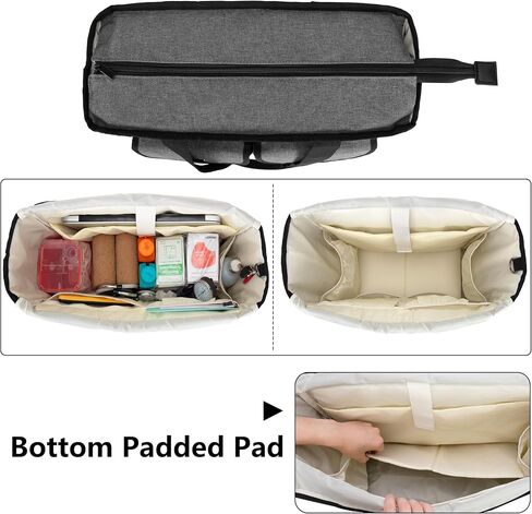 LoDrid Nurse Tote Bag with Bottom Padded Pad, Nurse Bags and Totes for Work, with Separated Storage Laptop Layer (up to 15.6 Inch), Nurse Bag with Large Compartment, Gray, Bag Only in Saudi Arabia
