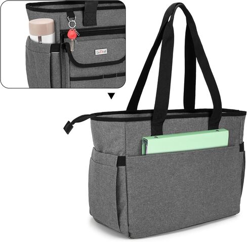 LoDrid Nurse Tote Bag with Bottom Padded Pad, Nurse Bags and Totes for Work, with Separated Storage Laptop Layer (up to 15.6 Inch), Nurse Bag with Large Compartment, Gray, Bag Only in Saudi Arabia