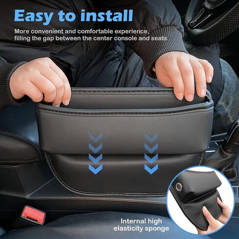 Car Seat Gap Filler 2 pack Car Gap Filler Seat Organizer Front Seat Leather Car Accessories for Women Men, Car Essentials for SUV Truck, Adjustable Seat Gap Filler Organizer for Phones, Keys, Cards in Kuwait