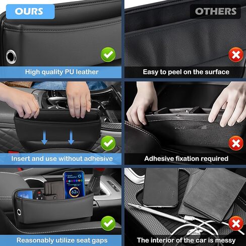Car Seat Gap Filler 2 pack Car Gap Filler Seat Organizer Front Seat Leather Car Accessories for Women Men, Car Essentials for SUV Truck, Adjustable Seat Gap Filler Organizer for Phones, Keys, Cards in Kuwait