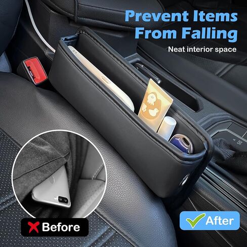 Car Seat Gap Filler 2 pack Car Gap Filler Seat Organizer Front Seat Leather Car Accessories for Women Men, Car Essentials for SUV Truck, Adjustable Seat Gap Filler Organizer for Phones, Keys, Cards in Kuwait