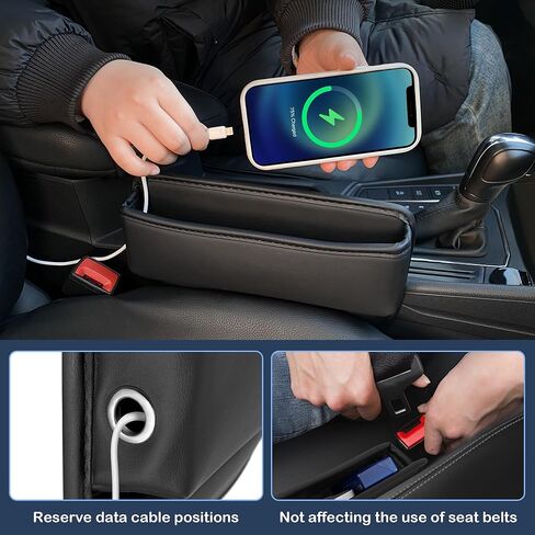 Car Seat Gap Filler 2 pack Car Gap Filler Seat Organizer Front Seat Leather Car Accessories for Women Men, Car Essentials for SUV Truck, Adjustable Seat Gap Filler Organizer for Phones, Keys, Cards in Kuwait