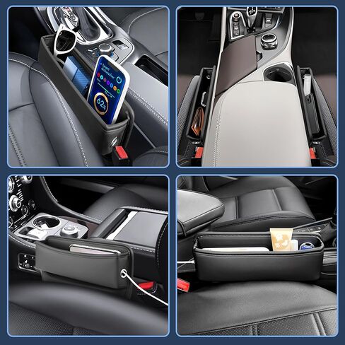 Car Seat Gap Filler 2 pack Car Gap Filler Seat Organizer Front Seat Leather Car Accessories for Women Men, Car Essentials for SUV Truck, Adjustable Seat Gap Filler Organizer for Phones, Keys, Cards in Kuwait