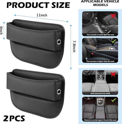 Car Seat Gap Filler 2 pack Car Gap Filler Seat Organizer Front Seat Leather Car Accessories for Women Men, Car Essentials for SUV Truck, Adjustable Seat Gap Filler Organizer for Phones, Keys, Cards in Kuwait