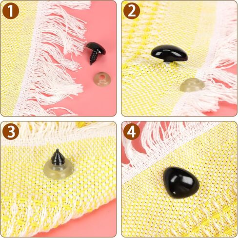 CZWESTC 100 Pcs Plastic Safety Noses for Amigurumi, Safety Noses for Stuffed Animals, Safety Noses for Crochet Toy Noses with Washers 15mm 18mm 21mm 24mm 30mm, for Crafts Dolls DIY(Black) in Kuwait