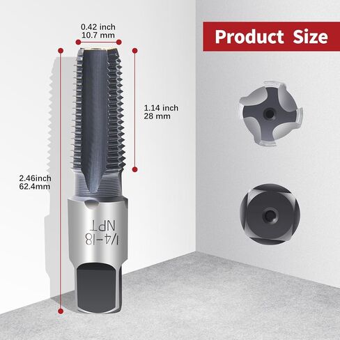صنبور أنابيب ColumPRO 1/4"-18 NPT مع طلاء AlCrN، فولاذ عالي السرعة عالي التحمل للتنصت على الفولاذ المقاوم للصدأ والمعادن والنحاس والبولي فينيل كلوريد in Saudi Arabia