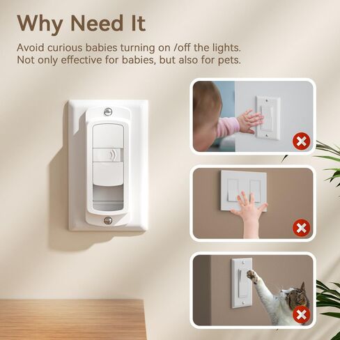 EUDMEON 2 Pack Light Switch Guard Cover,Child Proof Wall Switch Guard Baby Safety Light Switch Cover prevent from Lights Turning on/off by kids (White) in Kuwait