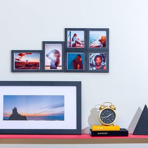 معرض إطار الصورة المغناطيسي من MAGNAFRAME لمطبوعات حجم Instagram 4x4-6 Pack (أسود) - إطارات صور قابلة للتبديل والتخصيص والتوسيع in Saudi Arabia