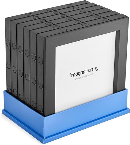 معرض إطار الصورة المغناطيسي من MAGNAFRAME لمطبوعات حجم Instagram 4x4-6 Pack (أسود) - إطارات صور قابلة للتبديل والتخصيص والتوسيع in Saudi Arabia