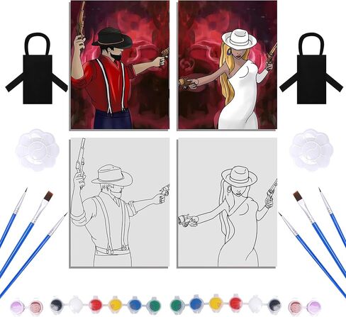 TAGYSH Couples Painting Kit Date Night, 2 Piece Set Paint and Sip Kit for Adults, Paint Night Kit for Adults, Predrawn Canvas for Painting for Adults in Saudi Arabia