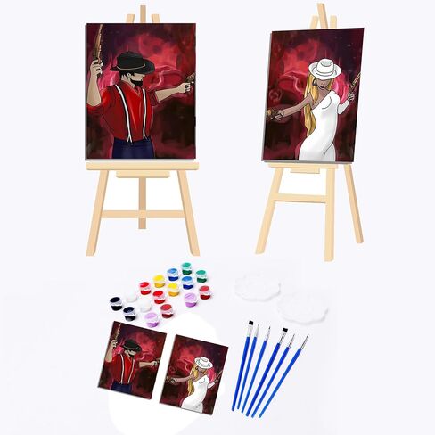 TAGYSH Couples Painting Kit Date Night, 2 Piece Set Paint and Sip Kit for Adults, Paint Night Kit for Adults, Predrawn Canvas for Painting for Adults in Saudi Arabia