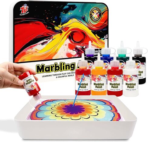 TBC The Best Crafts 32pcs Marbling Kit For Kids Value Bundle Marble Art Pack 8 Marbling Inks(53ml Each) Painting on Water in Kuwait