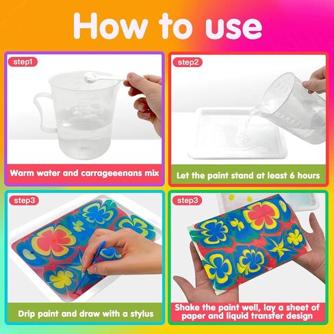 TBC The Best Crafts 32pcs Marbling Kit For Kids Value Bundle Marble Art Pack 8 Marbling Inks(53ml Each) Painting on Water in Kuwait