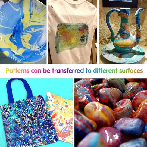TBC The Best Crafts 32pcs Marbling Kit For Kids Value Bundle Marble Art Pack 8 Marbling Inks(53ml Each) Painting on Water in Kuwait