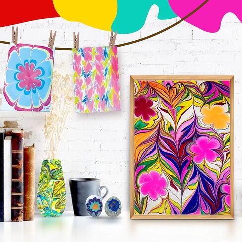 TBC The Best Crafts 32pcs Marbling Kit For Kids Value Bundle Marble Art Pack 8 Marbling Inks(53ml Each) Painting on Water in Kuwait