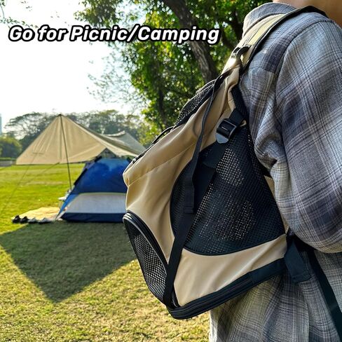 Pet Carrier Backpack for Cats Dogs, Portable Dog Travel Carrier, Breathable Kitten Backpack Soft-Sided Carriers, Airline Approved Cat Carrier Ideal for Hiking Camping Outdoor (Light Khaki) in Kuwait