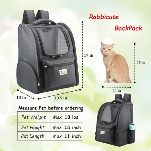 Rabbicute Pet Carrier Backpack for Small Cats Dogs Puppies, with Breathable mesh, Airline Approved, Foldable Carrier for Hiking, Camping, Biking, Outdoor Travel, Pet Upto 18lbs in Saudi Arabia
