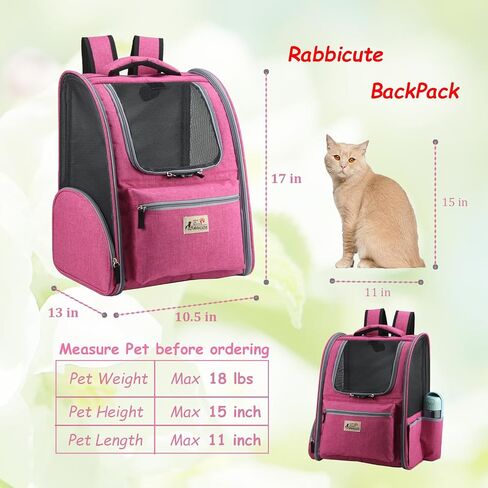 Rabbicute Pet Carrier Backpack for Small Cats Dogs Puppies, with Breathable mesh, Airline Approved, Foldable Carrier for Hiking, Camping, Biking, Outdoor Travel, Pet Upto 18lbs in Saudi Arabia