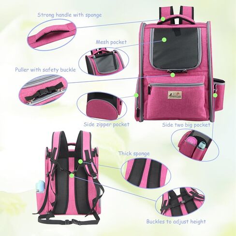 Rabbicute Pet Carrier Backpack for Small Cats Dogs Puppies, with Breathable mesh, Airline Approved, Foldable Carrier for Hiking, Camping, Biking, Outdoor Travel, Pet Upto 18lbs in Saudi Arabia