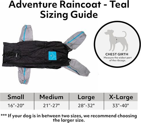 ZippyPaws Adventure Dog Raincoat - Waterproof Rain Jacket for Small & Large Dogs, Reusable Dog Poncho - Teal, Large in Saudi Arabia