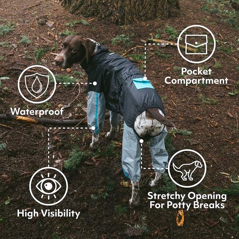 ZippyPaws Adventure Dog Raincoat - Waterproof Rain Jacket for Small & Large Dogs, Reusable Dog Poncho - Teal, Large in Saudi Arabia