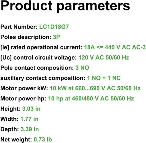 LNKWEL LC1D18G7 Non-Reversing Contactor 18A 3Pole 120VAC Coil 1NO 1NC 50/60Hz in Saudi Arabia