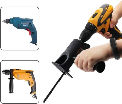 منشار ترددي من Beeiee، مثقاب كهربائي تم تعديله إلى أداة منشار كهربائي مع 3 شفرات منشار لقطع الفروع والخشب والبلاستيك والمعادن والتقليم in Kuwait