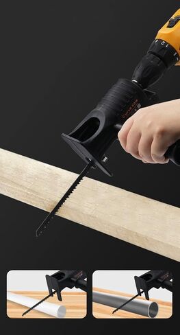 منشار ترددي من Beeiee، مثقاب كهربائي تم تعديله إلى أداة منشار كهربائي مع 3 شفرات منشار لقطع الفروع والخشب والبلاستيك والمعادن والتقليم in Kuwait