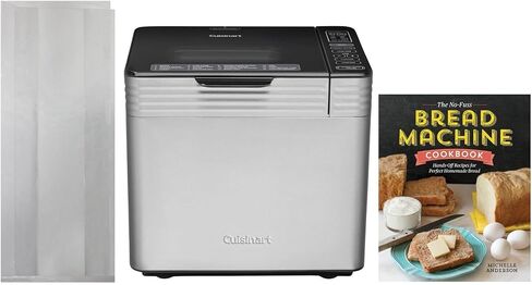 Cuisinart CBK-210 برنامج الحمل الحراري المخصص 16 برنامج قائمة سعة 2 رطل من الفولاذ المقاوم للصدأ المصنوع من الفولاذ المقاوم للصدأ مع كتاب طبخ الخبز محلي الصنع، و100 كيس خبز (3 عناصر) in Saudi Arabia