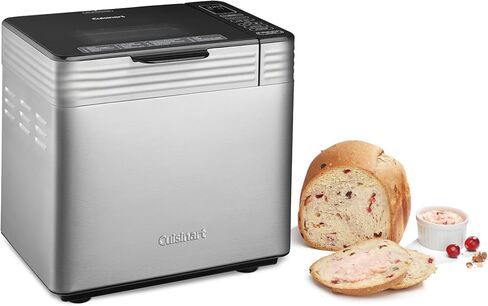 Cuisinart CBK-210 برنامج الحمل الحراري المخصص 16 برنامج قائمة سعة 2 رطل من الفولاذ المقاوم للصدأ المصنوع من الفولاذ المقاوم للصدأ مع كتاب طبخ الخبز محلي الصنع، و100 كيس خبز (3 عناصر) in Saudi Arabia