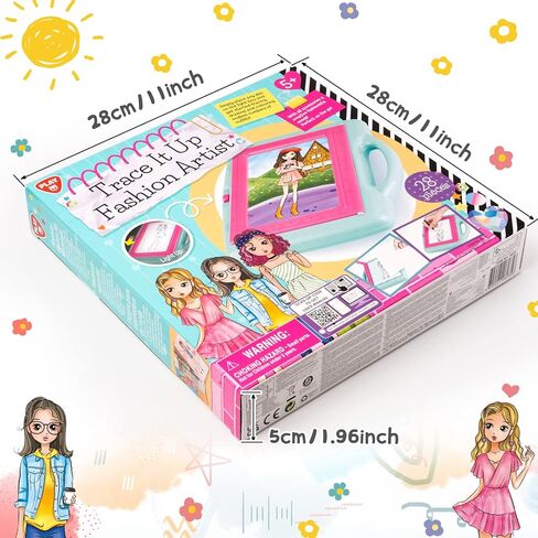 Zyerch Light Up Tracing Pad, Fashion Design Activity Kit for Girls, Eye-Soft Technology, 5 Colored Pencils, Gifts for Children Ages 6, 7, 8, 9, 10, (6035) , White in Kuwait