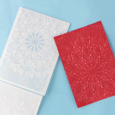 قطعة واحدة من مجلدات النقش على شكل زهور ثلاثية الأبعاد لصنع البطاقات مقاس 6.3 × 4.33 بوصة خلفية شفافة تترك مجلد النقش البلاستيكي لألبوم الصور DIY لوازم تزيين الحرف الورقية in Kuwait