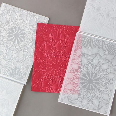 قطعة واحدة من مجلدات النقش على شكل زهور ثلاثية الأبعاد لصنع البطاقات مقاس 6.3 × 4.33 بوصة خلفية شفافة تترك مجلد النقش البلاستيكي لألبوم الصور DIY لوازم تزيين الحرف الورقية in Kuwait