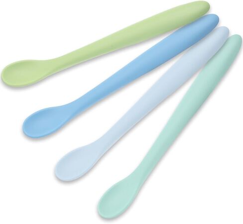 LOVEINUSA 4PCS Silicone Feeding Spoons, Baby Spoons Silicone Baby Utensils Training Spoons Infant Spoons for First Stage Baby and Parents in Saudi Arabia