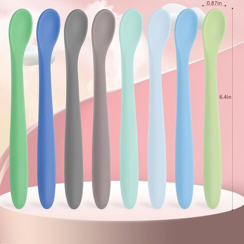 4 قطع من ملاعق تغذية السيليكون من LOVEINUSA، ملاعق الأطفال من السيليكون، أدوات تدريب الأطفال، ملاعق الأطفال للمرحلة الأولى من الأطفال والآباء in Kuwait