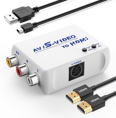 محول HTDYOO RCA Svideo إلى HDMI، يدعم 4: 3/16: 9 نسبة عرض إلى ارتفاع، 720P/480P، محول S-Video AV إلى HDMI متوافق مع PAL/NTSC للتلفزيون/PC/PS1/PS2/ STB/Xbox/VHS/ جهاز فيديو/دي في دي (أسود) in Kuwait
