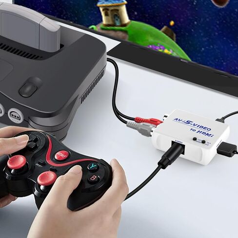 محول HTDYOO RCA Svideo إلى HDMI، يدعم 4: 3/16: 9 نسبة عرض إلى ارتفاع، 720P/480P، محول S-Video AV إلى HDMI متوافق مع PAL/NTSC للتلفزيون/PC/PS1/PS2/ STB/Xbox/VHS/ جهاز فيديو/دي في دي (أسود) in Kuwait