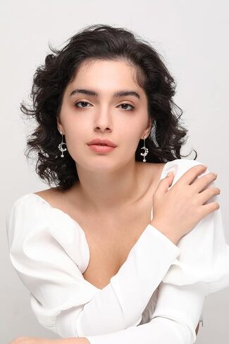 Metzakka Sterling Silver Colorful Crystal Lucky Star Drop Earrings Moon Style Earrings With Pearls for Women Girls (Gold) in Kuwait